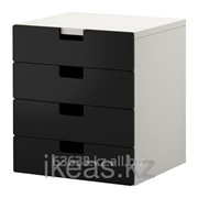 Комбинация для хранения с ящиками, белый, черный СТУВА фотография