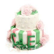 Свадебный торт розово-зеленый №603 фотография