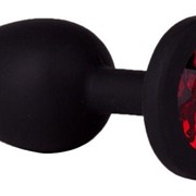 Чёрная анальная втулка с красным кристаллом - 7,3 см. Джага-Джага 518-04 red-dd фотография