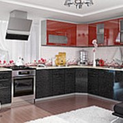 Кухонный гарнитур черно-бордовый металлик модульная система фото