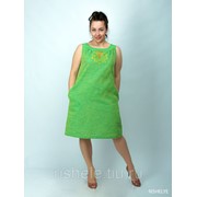 Сарафан летний | женский сарафан из льна с вышивкой | зеленый 141-20 (зеленый, 164, 52, отсутствует,