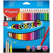 Карандаши цветные Maped COLOR PEPS, треугольные, ударопрочный грифель, в карт. футляре, 24цв