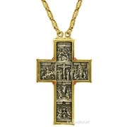 Крест для священнослужителя из ювелирного сплава в серебрении с фрагментарной позолотой 2.10.0184лф фото