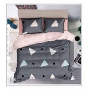 Двуспальный комплект постельного белья на резинке из сатина “Rossox“ Темно-серый с разноцветными фотография