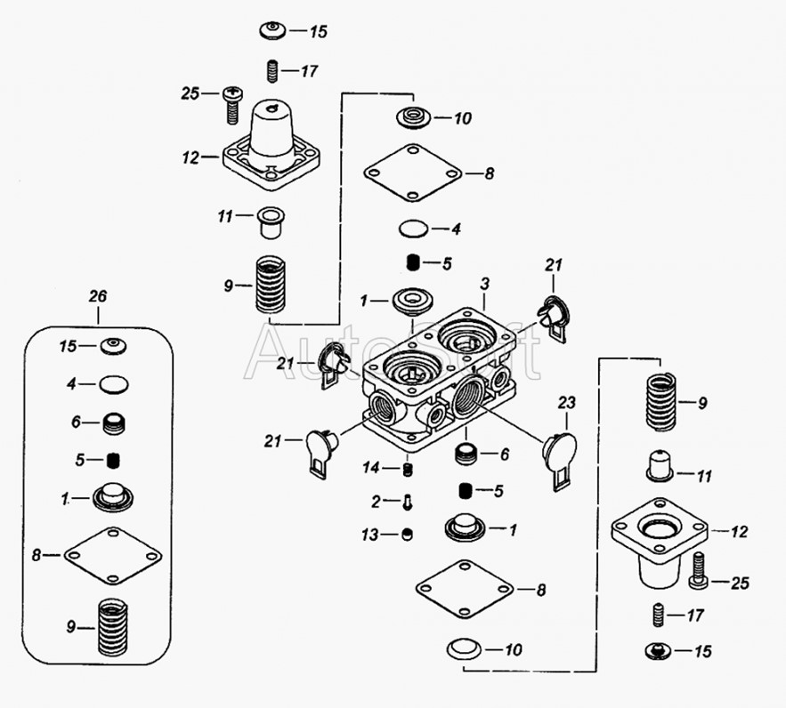 Камаз четырехконтурный защитный клапан схема