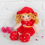 Мягкая кукла «Девочка», платье в горох с цветком, цвета МИКС фотография