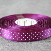 Лента атласная фиолетовая с горохом 1,5 см 50 м 4229 фотография