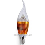 Светодиодная лампа LED 5 Вт. E14. Белый. Тип свеча на ветру (золотистая)