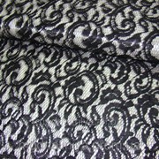 Ткань атлас - гипюр (на белом атласе черный гипюр) фото