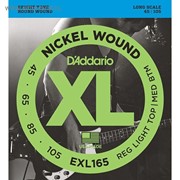 Струны для бас-гитары D`Addario EXL165 XL NICKEL WOUND Long Regular Ligth Top Medium Bottom 45-105 фото