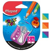 Точилка Maped COLOR, 2 отверстия, для цветных карандашей и округлой заточки, ассорти, блистер фотография