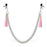 Зажимы на соски с розовыми кистями Tassel Nipple Clamp With Chain фото