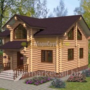 Проект дома двухэтажного из оцилиндрованного бревна "Янтарь"