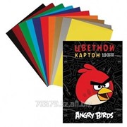 Набор цветного картона Hatber “Angry Birds“, 10 цветов, 10 листов, глянцевый, мягкий фото