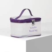 Косметичка ПВХ, отдел на молнии, с ручкой, матовая, цвет фиолетовый фото