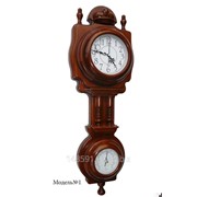 Часы настенные в деревянном корпусе с барометром и термометром модель №1