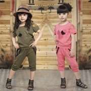 Одежда детская Children&#39-s clothing 2013 summer new girls baby casual two-piece fashion sets kids T-shirt and pants suits free shipping, код 1127655675 фото