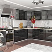 Кухонный гарнитур черный металлик модульная система фото