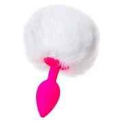 Розовая анальная втулка sweet bunny с белым пушистым хвостиком ToyFa 357015 фотография