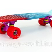 Скейтборд пластиковый Penny FISH COLOR 22in полосатая дека (красный-голубой-бирюзовый) фото