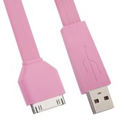 USB кабель «LP» для Apple iPhone/iPad 30 pin плоский широкий (розовый/европакет) фотография