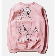 Толстовка RIPNDIP Розовый - кот в ладонях фото