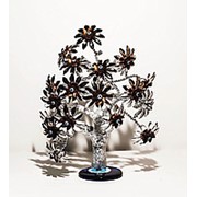 Статуэтка Дерево от сглаза оберег 24*32 см серебристый ствол коричневые цветы фото