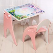 Набор мебели 'Части света' парта, мольберт, стульчик. Цвет розовый фотография