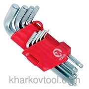 Набор Г-образных шестигранных ключей с шарообразным наконечником Cr-V Intertool HT-0605 фото