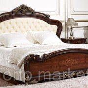 Двуспальная кровать МиК Кровать Аманда FF6095 n003717, цвет Темный орех с золотом, длина 200 см., ширина 160 см., обивка Искусственная кожа, MK 27