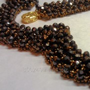 Ожерелье, браслет и серьги из бисера, камней, бусин и жемчуга фото