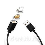 Кабель на магните USB - micro/Apple, 2 в 1, 1м, черный Арт: VZ-419-2 фото