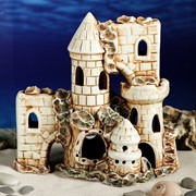 Декорация для аквариума “Трёхъярусный замок“, 12 см × 24 см × 22 см, микс фото