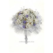 Букет для невесты №10, белый/сиреневый (латекс, 7 роз) фото