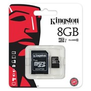 Карта памяти Kingston microSDHC 8GB Class 10 + SD адаптер