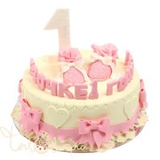 Детский торт розовый торт на 1 годик №427 фото