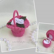 Коробочка для колец Корзинка с цветами, розовый фото