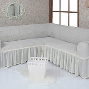 Чехол для углового дивана светло-серый фотография