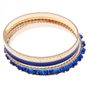 Браслет-кольца 4 кольца Искринки , цвет синий в золоте фото