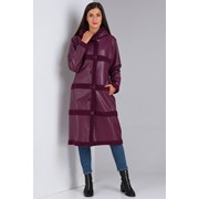 Дублёнка-пальто длинная из эко-кожи фиолетовая C 1888-1 р. 42-56 фотография