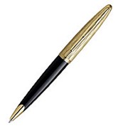 Шариковая ручка Waterman Carene Essential Black and Gold GT, толщина линии M, позолота 23К, черно-золотистый