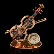 Сувенир с кристаллами Swarovski “Скрипка с часами“ 9,5х7,5 см фотография