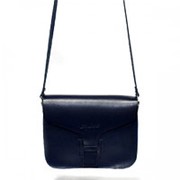 Синяя женская кожаная сумочка без подкладки фото