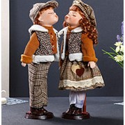 Кукла коллекционная парочка поцелуй набор 2 шт “Злата и Женя в жилетках“ 40 см фотография