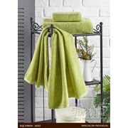 Полотенце для ванной Karna EFOR хлопковая махра зелёный 90х150 фото
