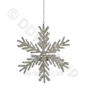 Декор Подсвечник снежинка подвесной серебристый 22см фото