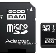 Карта памяти Goodram MicroSDHC 32GB Class 4 + SD-adapter (SDU32GHCAGRR10), код 24249 фотография