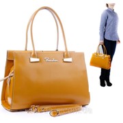 Женская сумка из кожи коричнево-желтая Polina Eiterou фото