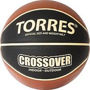 Мяч баскетбольный Torres Crossover, р.7, ПУ-комп, нейлон. корд, бут.камера B32097 (Черный+оранжевый+бежевый) фото