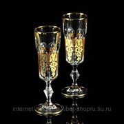 Бокал для шампанского, набор 2 шт, хрусталь/декор золото 24К GLORIA фото